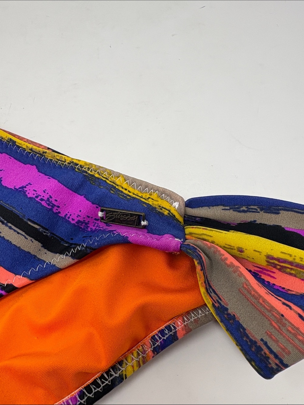 STUSSY 2 Piece Vibrant Stripe Halter Bikini Swimsuit size L - Picture 4 of 7